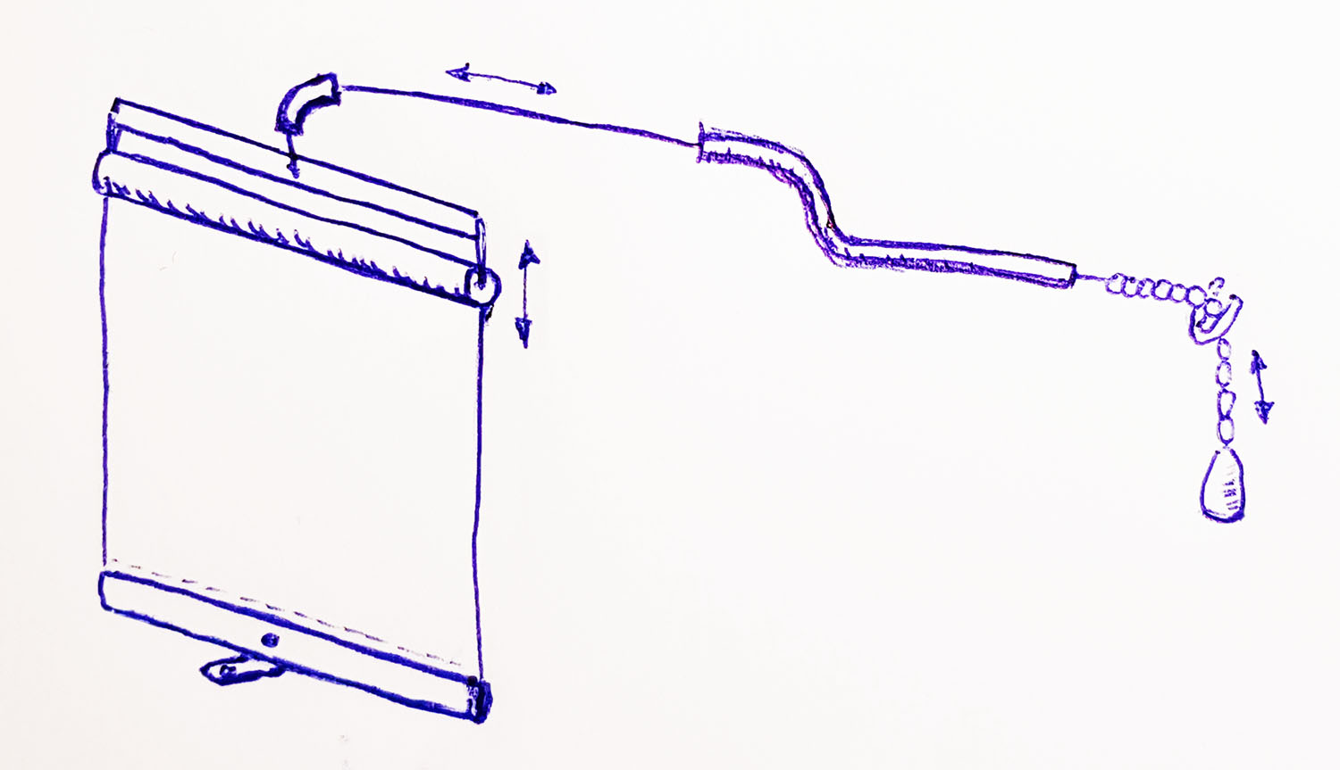 Functional drawing of how the radiator jalousie (blind) for a Mercedes Ponton 219 works