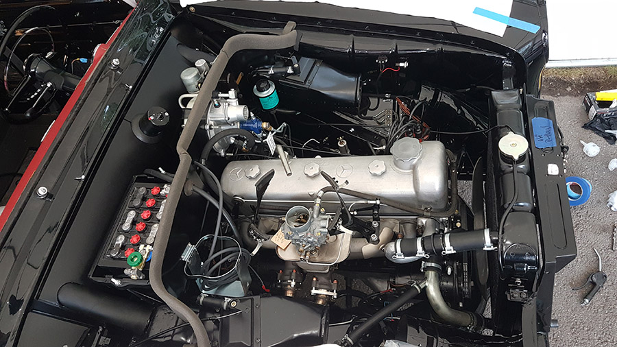 Mercedes-Benz type 219 engine bay assembly and detailing