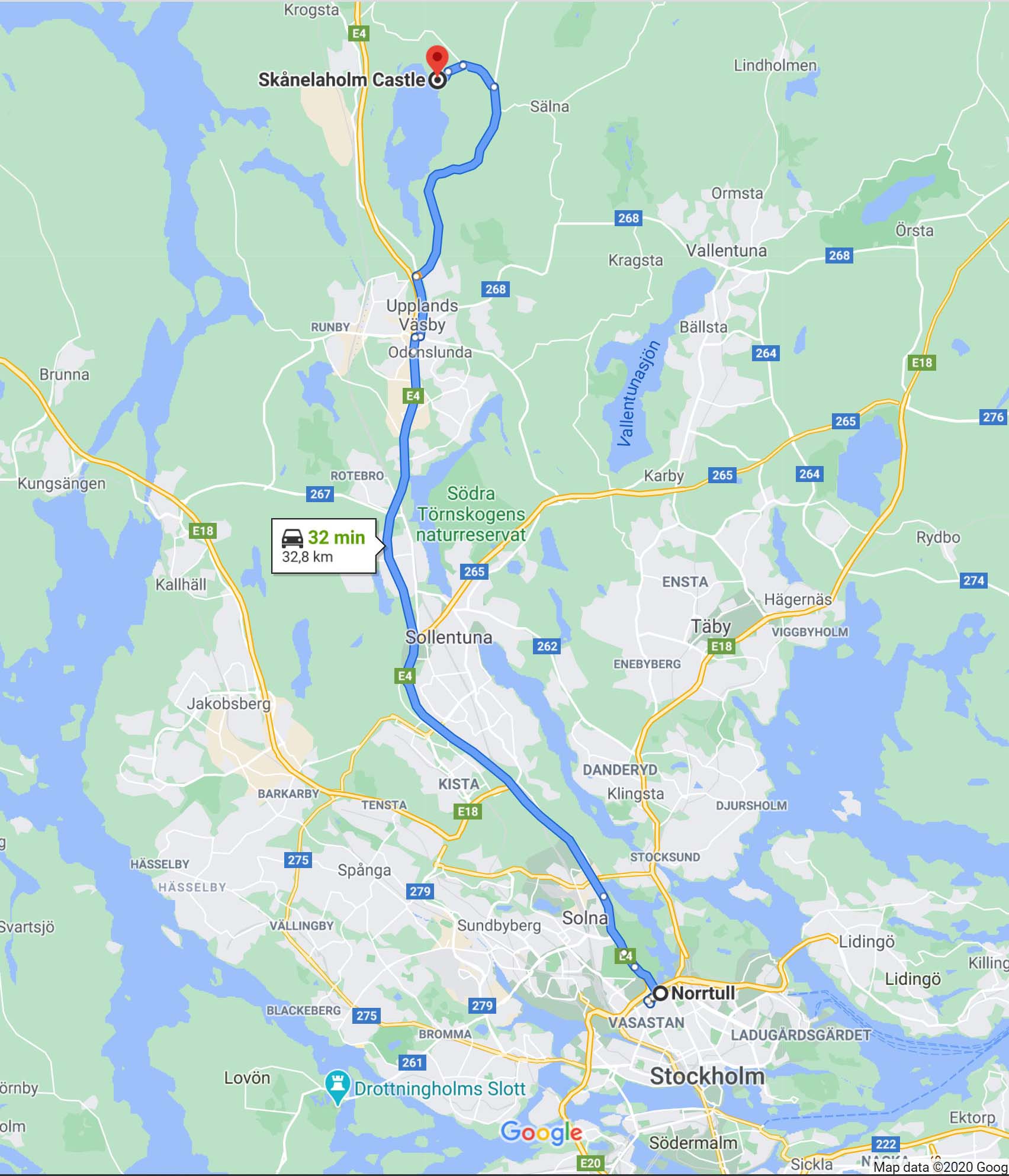 Where Skånelaholm is and how to get there from Stockholm, with or without a MB Ponton
