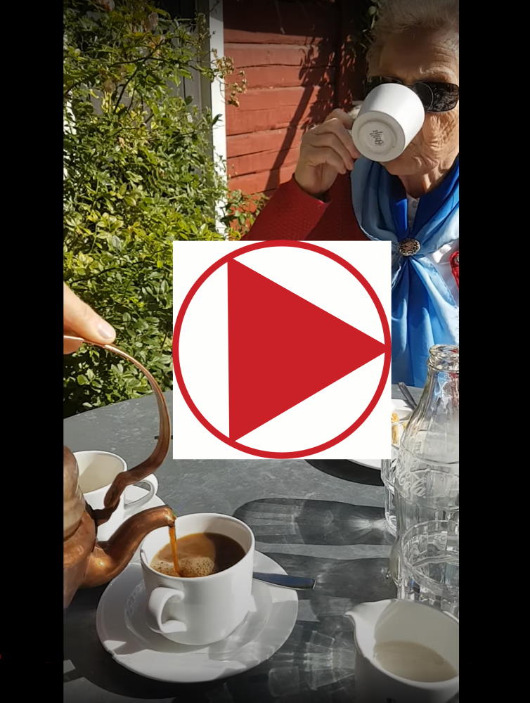 Enjoying coffe old-style at Tant Brun in Sigtuna