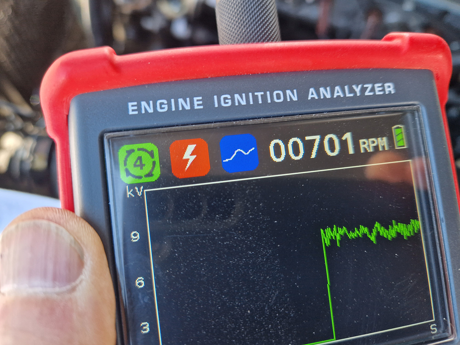 Tests with an ignition analyzer